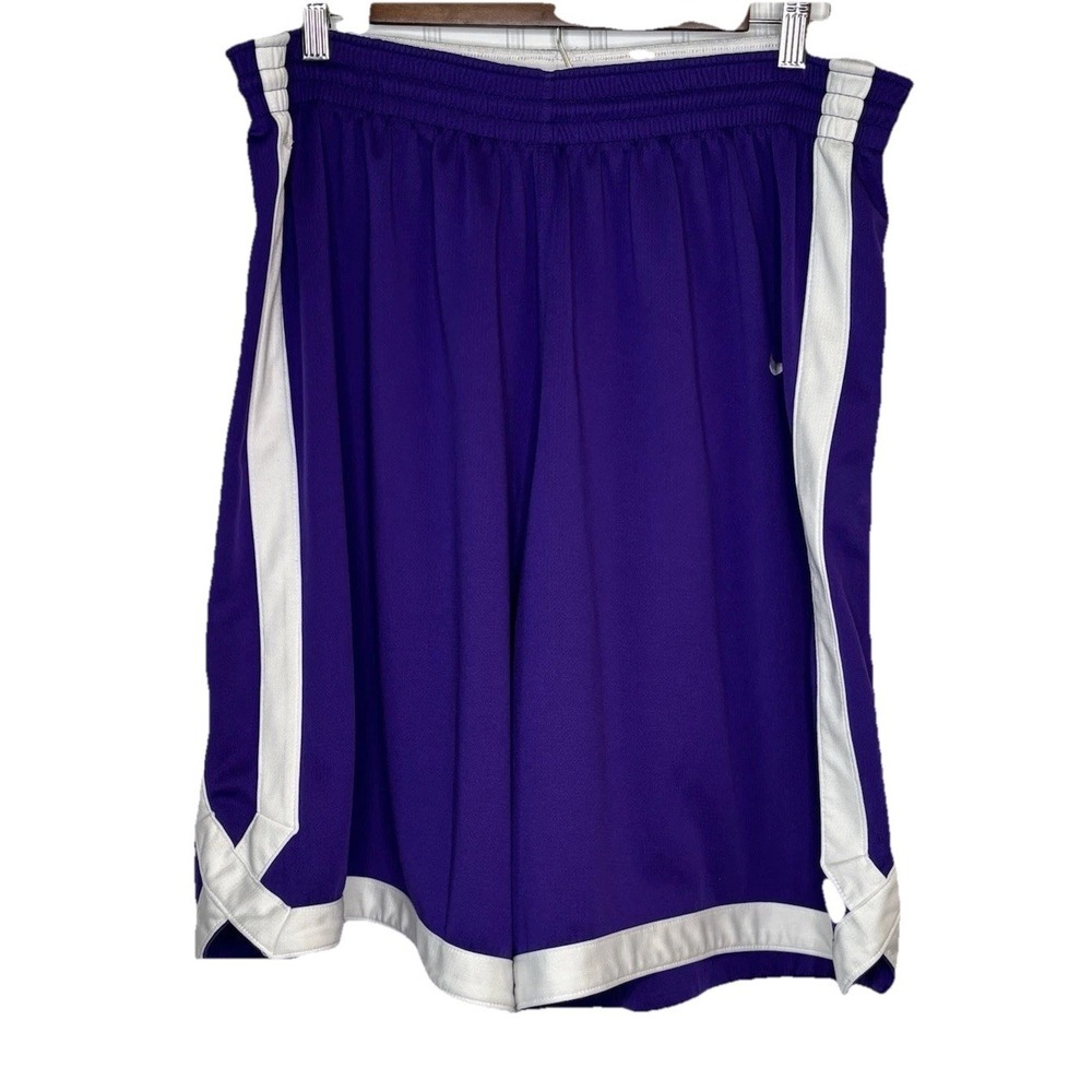 Nike Dri-Fit Basketball Shorts Mens Large Purple White‎ Drawstring Athletic